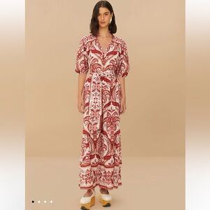 FARM Rio Red and White Printed Maxi Dress